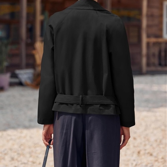 Trench Coat Dbl Breasted Cropped Casual Women’s Sz M Outerwear/W Belt OneDreamer - Picture 2 of 6